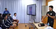 元五輪銅メダリスト屋比久翔平さん、伊是名中で講演「根拠ある自信に」