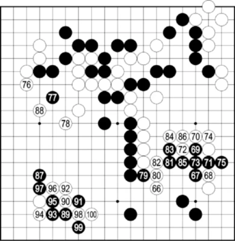 朝日アマ名人戦那覇地区1次予選第5譜、白の強烈な出切り