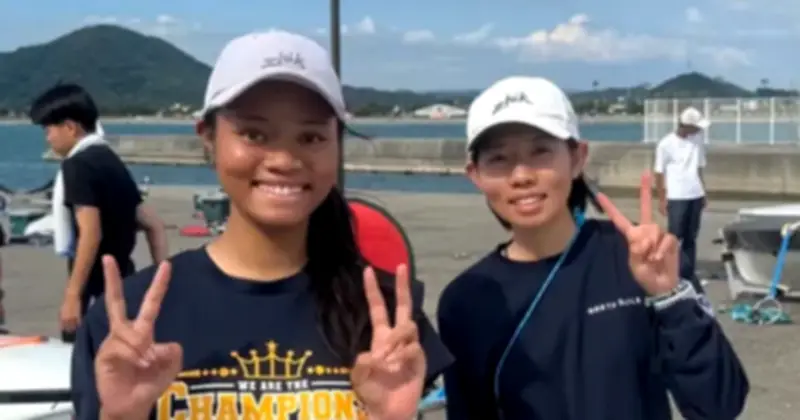 全国高校総体ヨット女子420級で知念の平良・野原組が7位　初出場で好発進