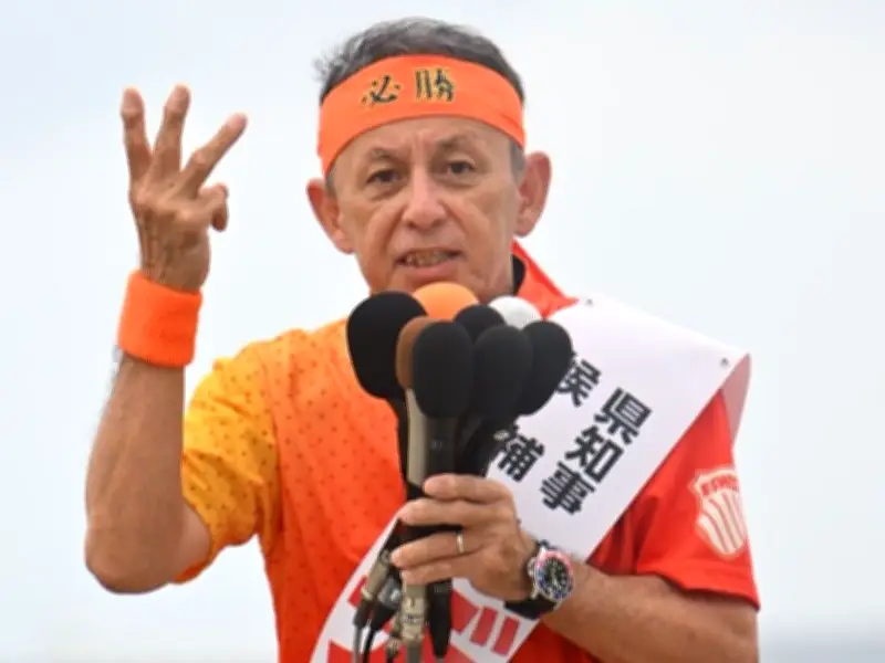 玉城デニー氏、本部町で第一声 3選へ「平和守り、明るい未来を実現」