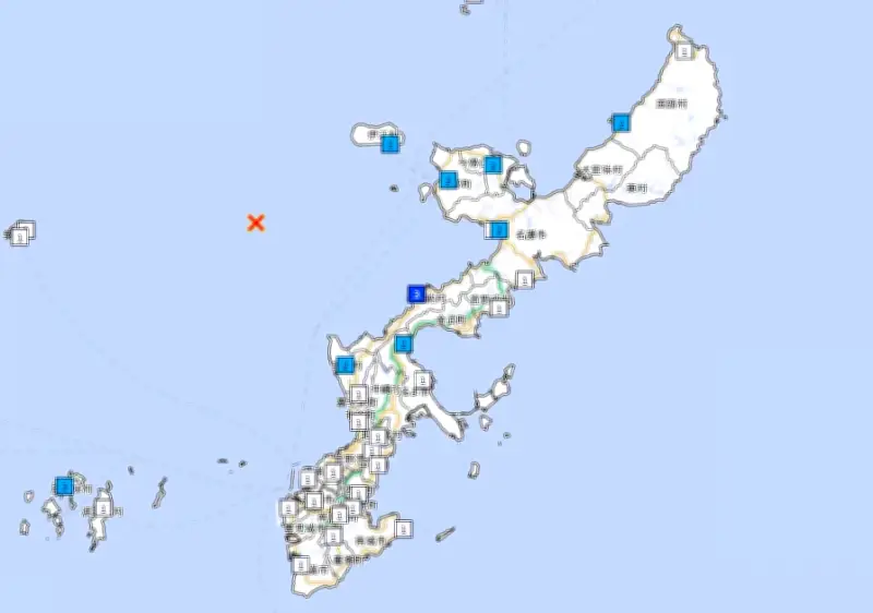沖縄本島北部・恩納村で震度3 21日午前9時1分ごろ観測
