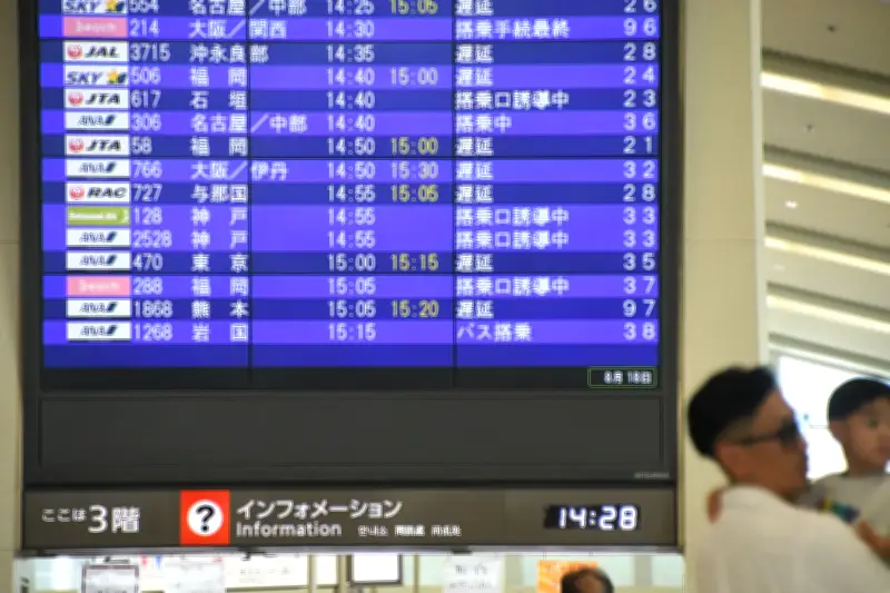 那覇空港で出発便に遅延、空自F15機体停止が影響 搭乗客「今日中には帰りたい」