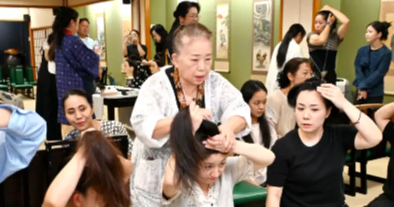 琉球王国時代の髪型「からじ結い」学ぶ 料亭那覇で講座 玉城靜江宗範が指導