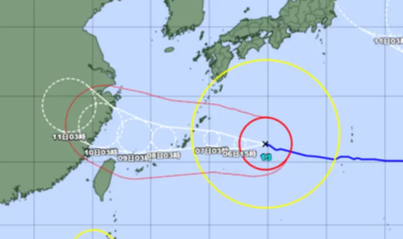 台風13号、大東に暴風警報発令 本島は7日午後に最接近へ