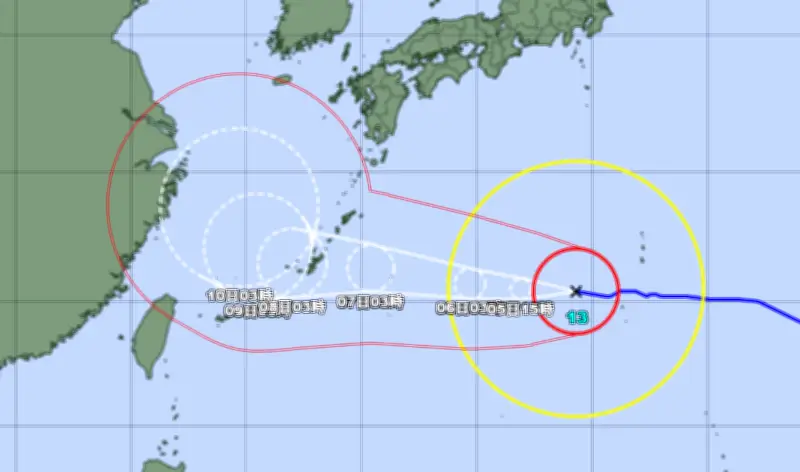 台風13号、沖縄本島近くで減速へ　7～9日暴風長期化の恐れ　大東は6日接近