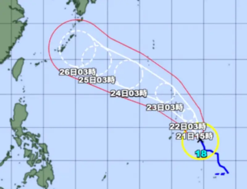 台風18号、旧盆ウンケーに沖縄本島接近か 大東島は24日から大荒れの恐れ