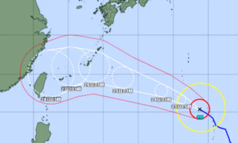 台風18号、25日に大東島、26日に本島接近か　強い勢力で発達