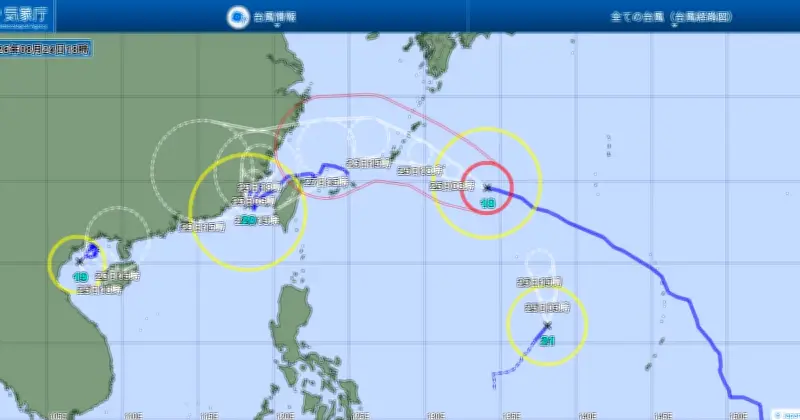 台風18号で南大東村と北大東村に暴風警報、避難指示も発表