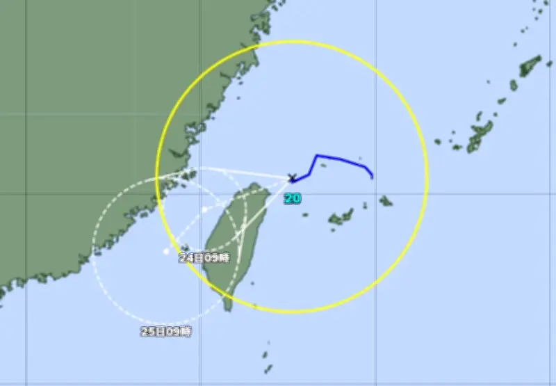 台風20号で八重山に線状降水帯の恐れ 大雨災害に注意 23日午前9時現在