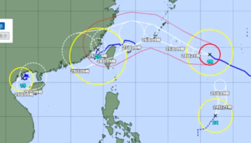 フィリピン沖で台風21号発生　沖縄周辺に計4つの台風存在