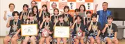 本部小女子ミニバスケが県大会3位 町長に報告「次は優勝」