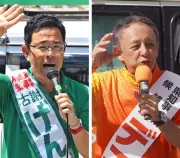 沖縄知事選、告示後初の日曜に両候補が街頭遊説 将来像を訴え