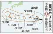 気象庁の5日先予想 非常に強い台風13号 沖縄本島は6日夜にも暴風域に入る見込み 大東島は6日から7日