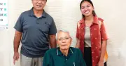 県系4世スガノさん、金武町で親戚と対面し涙ながらに喜びを語る