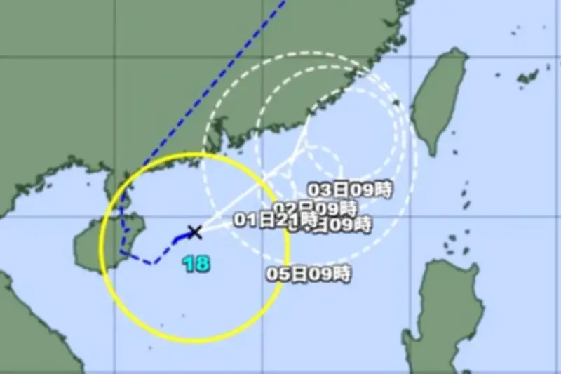 台風18号が再発達、南シナ海を東進 宮古島地方で波の影響