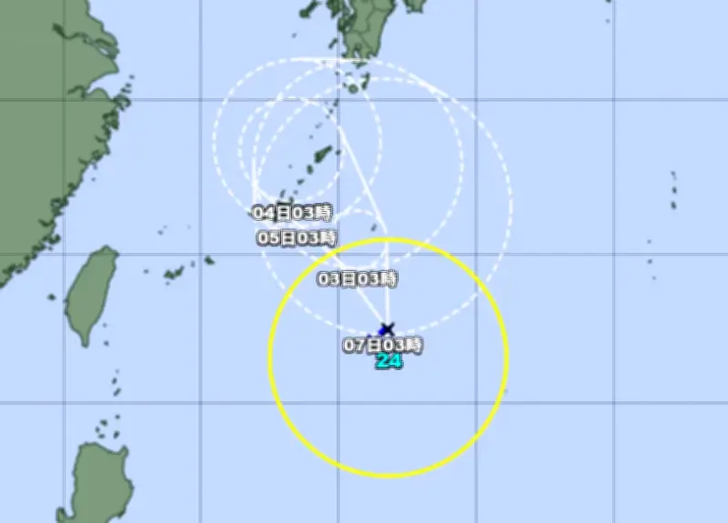 台風24号、暴風域伴わず本島接近へ 2日朝時点で大東島方面に進路