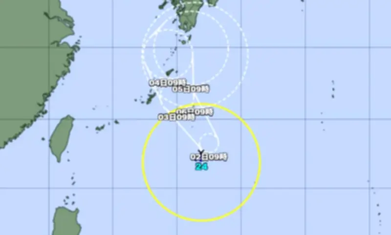 台風24号発生、2～3日に沖縄本島や大東接近へ　暴風域伴わず