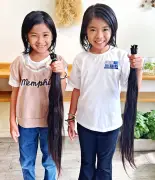 那覇の姉妹がヘアドネーション 伸ばした髪を各65センチ、68センチカット