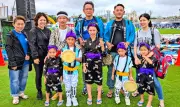沖縄市の小浜さん一家、３世代８人で全島エイサー初共演