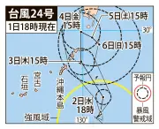 台風24号、2～4日に沖縄へ接近 動き遅く大雨のおそれ 海の便14便欠航